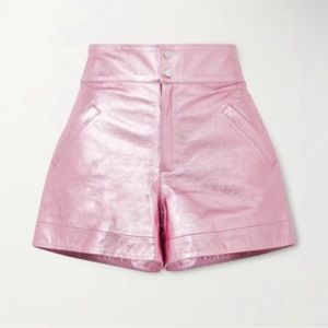 Metallic Pink Leather Shorts